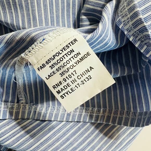 Solitaire Striped Lace Detail Long Sleeve Top Size XL Blue Black NWT - Picture 4 of 7